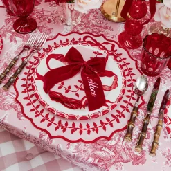 Pink & Red Bow Laurel Placemats & Napkins (Set of 4)