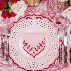 Pink & Red Bow Laurel Placemats & Napkins (Set of 4)