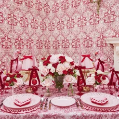 Pink & Red Laurel Napkins (Set of 4)