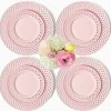 Pink Basketweave Dinner & Starter Plates (Set of 8)