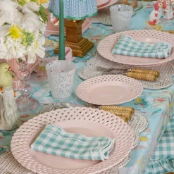 Pink Basketweave Dinner & Starter Plates (Set of 8)