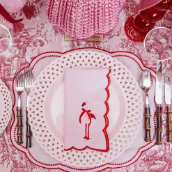 Pink Basketweave Dinner & Starter Plates (Set of 8)