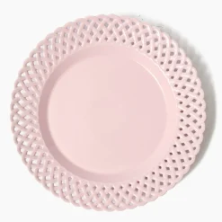 Pink Basketweave Dinner Plate