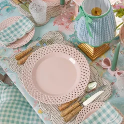 Pink Basketweave Dinner Plate