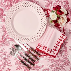 Pink Basketweave Dinner Plate (Set of 4)