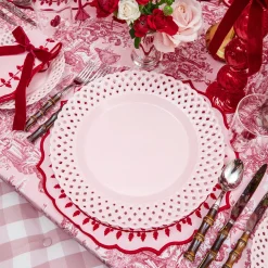 Pink Basketweave Dinner Plate (Set of 4)