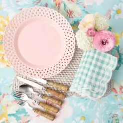 Pink Basketweave Dinner Plate (Set of 4)