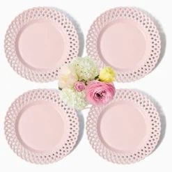 Pink Basketweave Starter Plate (Set of 4)