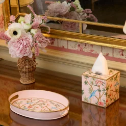 Pink Chinoiserie Tole Tissue Box