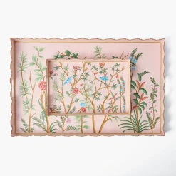 Pink Chinoiserie Tole Tray