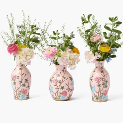 Pink Chinoiserie Tole Vases (Set of 3)