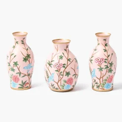 Pink Chinoiserie Tole Vases (Set of 3)