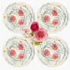 Pink Flowers Dinner & Starter Plates (Set of 8)