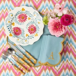 Pink Flowers Dinner & Starter Plates (Set of 8)