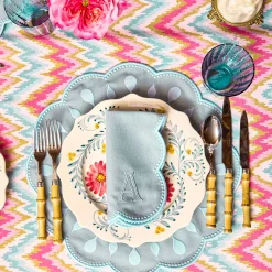 Pink Flowers Dinner & Starter Plates (Set of 8)