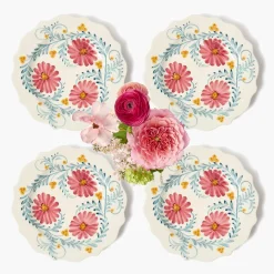 Pink Flowers Starter Plates (Set of 4)