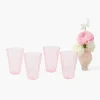 Pink Fluted Water Glasses (Set of 4)