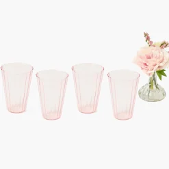 Pink Fluted Water Glasses (Set of 4)