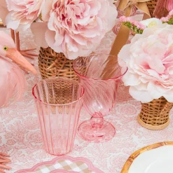 Pink Fluted Water Glasses (Set of 4)