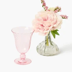 Pink Fluted Wine Glasses (Set of 4)