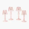 Pink Glass Lantern Tea Light Holder Set
