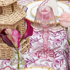 Pink Glass Lantern Tea Light Holder Set