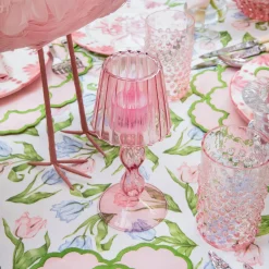 Pink Glass Lantern Tea Light Holder (Pair) - 18cm