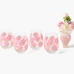 Pink Hydrangea Glasses (Set of 4)