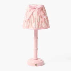 Pink Leonora Lacquer Rechargeable Lamp with Pink Ikat Bow Shade (18cm)