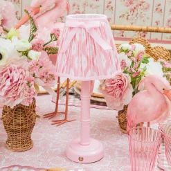 Pink Leonora Lacquer Rechargeable Lamp with Pink Ikat Bow Shade (18cm)