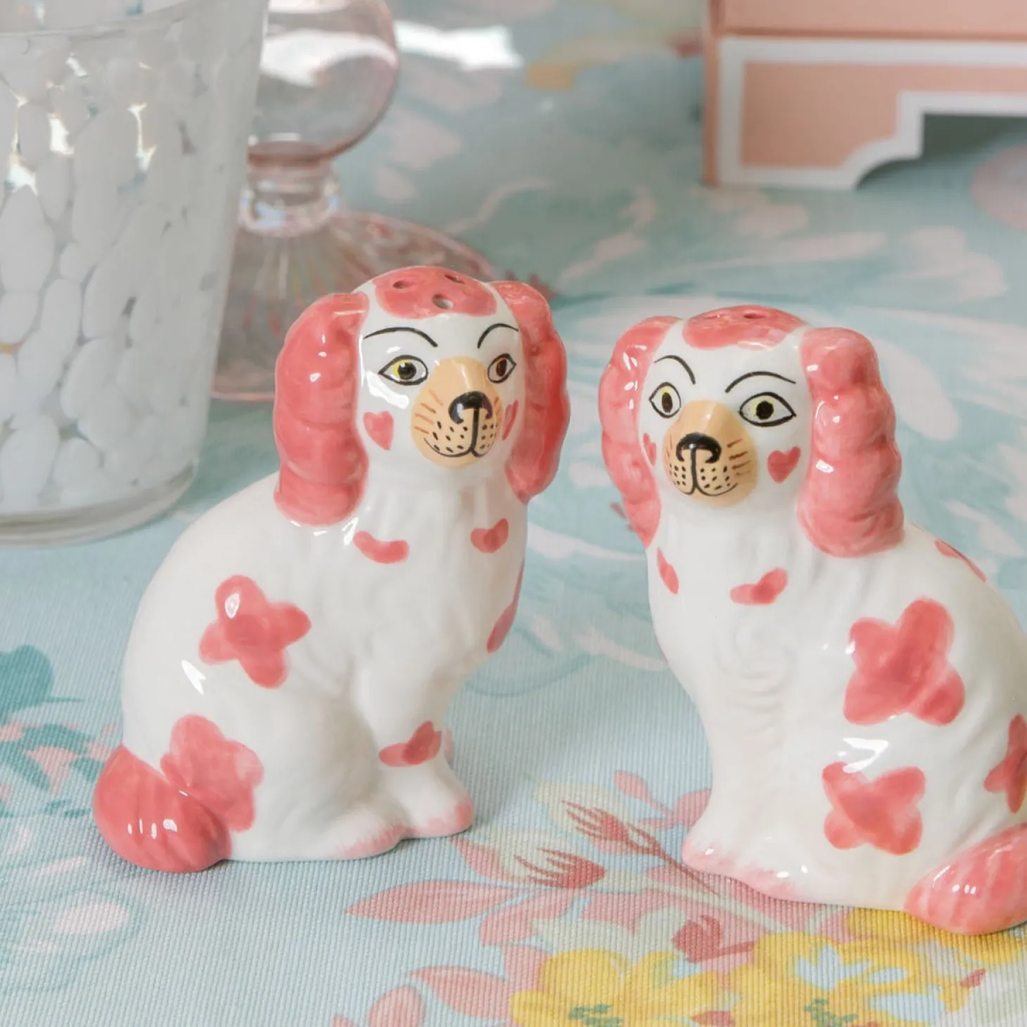 Pink Staffordshire Dog Salt & Pepper Shakers