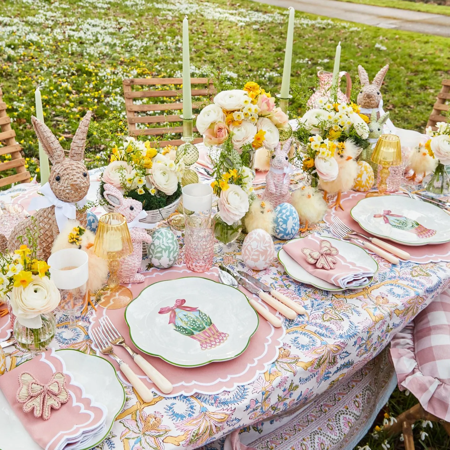 Pink Wicker Napkin Bow (Set of 4)