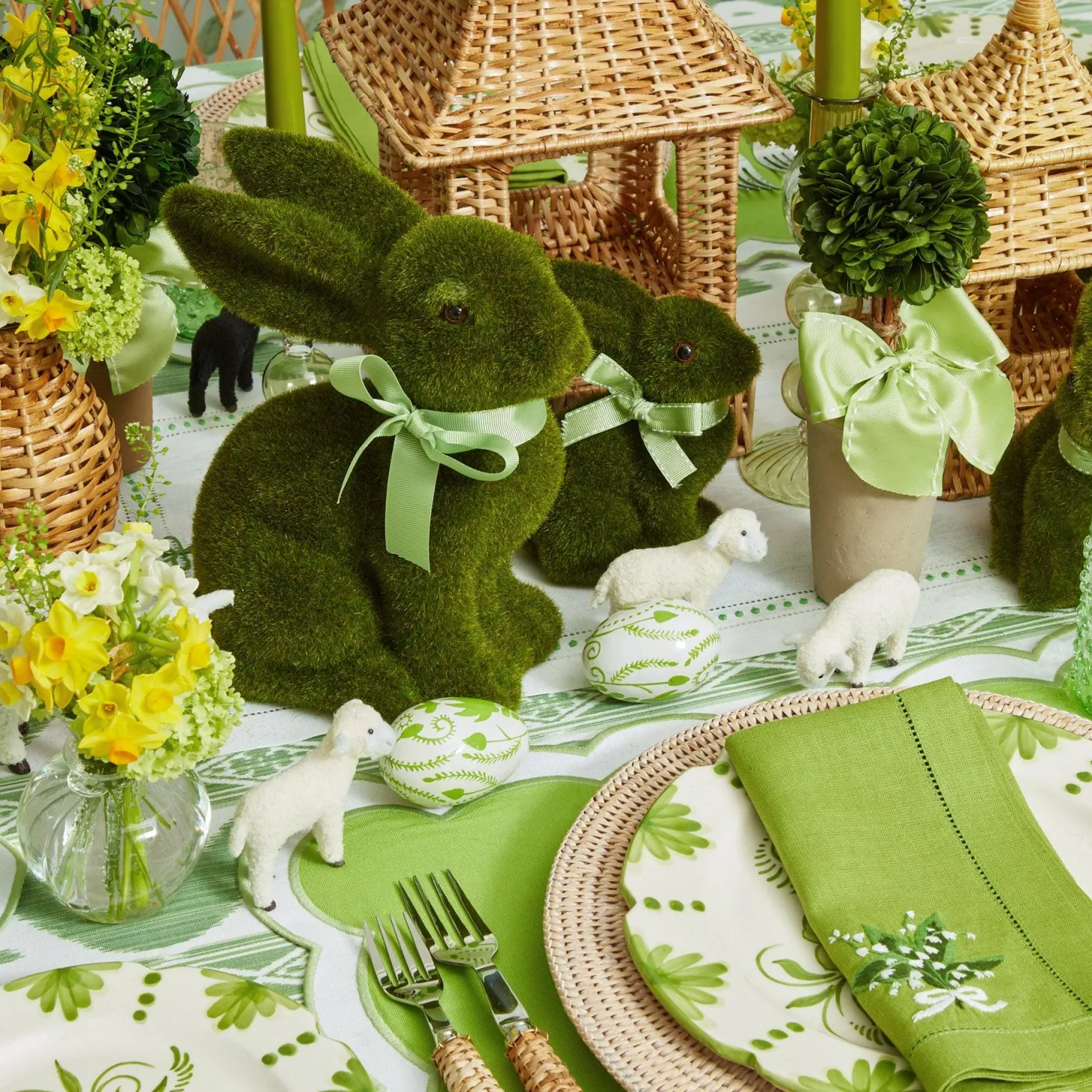 Potted Boxwood Ball with Green Bow (Pair)