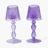 Purple Glass Lantern Tea Light Holder (Pair) - 18cm