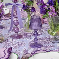 Purple Glass Lantern Tea Light Holder (Pair) - 18cm