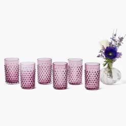 Purple Hobnail Glasses (Set of 6)