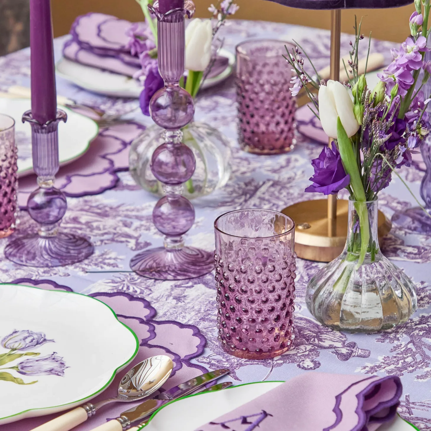 Purple Hobnail Glasses (Set of 6)