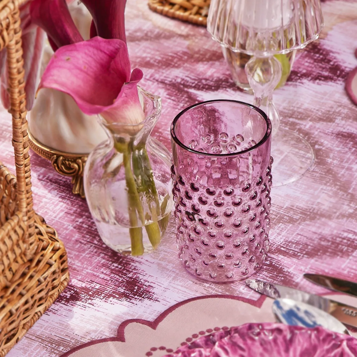 Purple Hobnail Glasses (Set of 6)