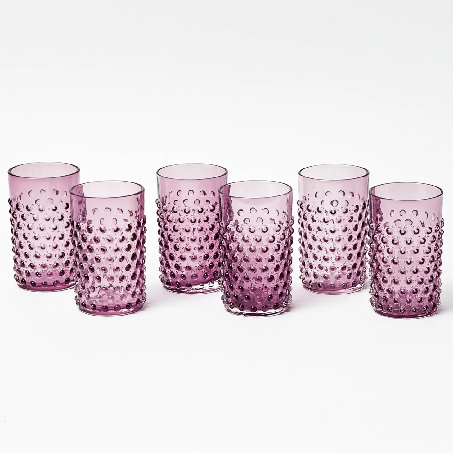 Purple Hobnail Glasses (Set of 6)
