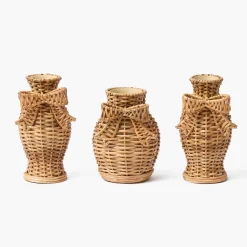 Rattan Bow Vases (Set of 3)