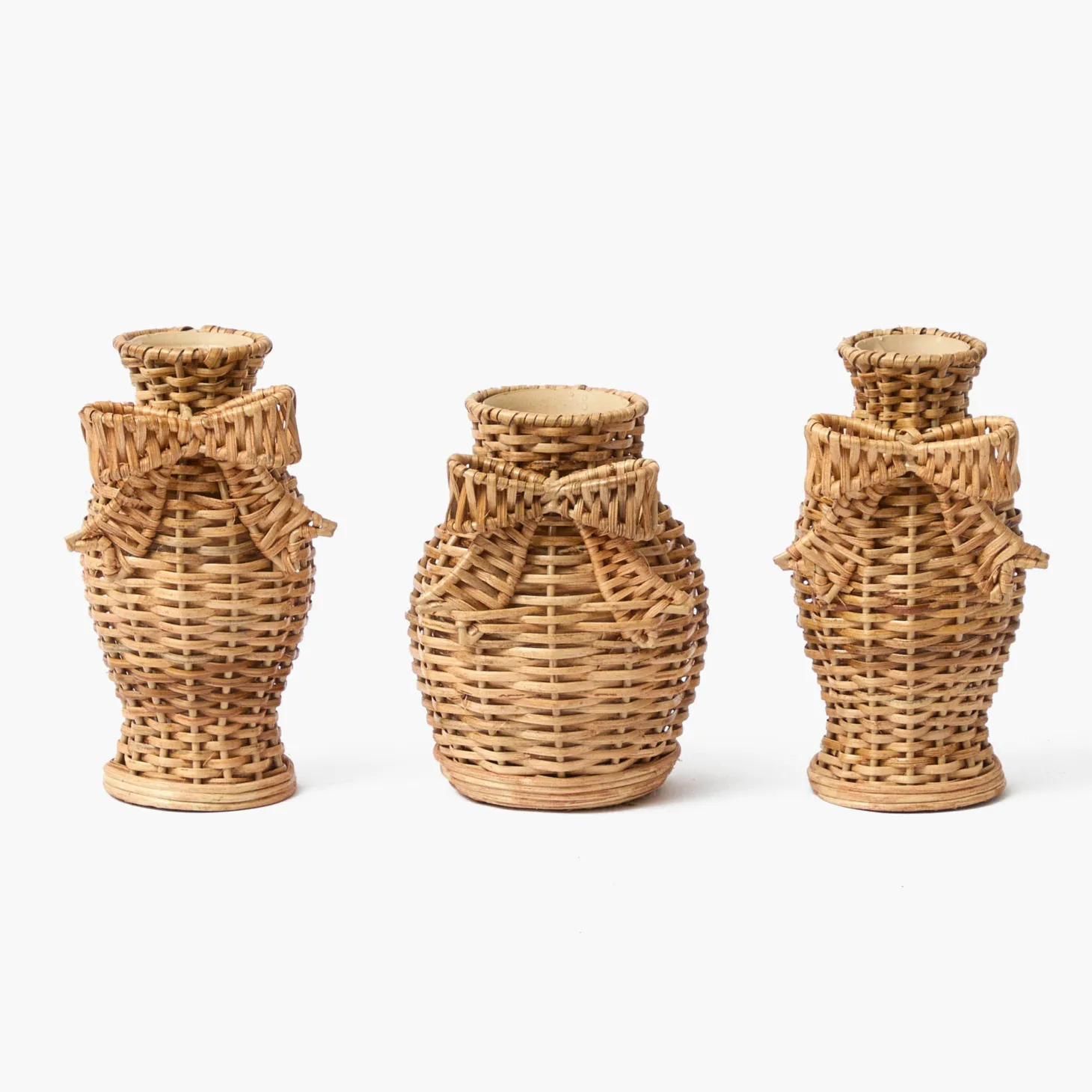 Rattan Bow Vases (Set of 3)