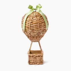 Rattan Hot Air Balloon with Green Grosgrain Bow