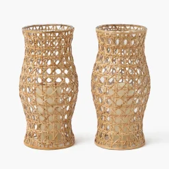 Rattan Hurricane Lantern (Pair)