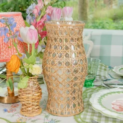 Rattan Hurricane Lantern (Pair)