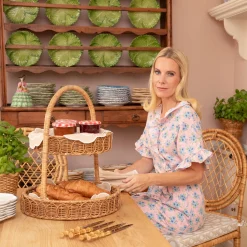 Rattan Two Tiered Stand