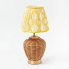Rattan Ursula Rechargeable Lamp with Yellow Ikat Shade (18cm)