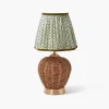 Rattan Ursula Rechargeable Lamp with Olive Lotus Shade (18cm)