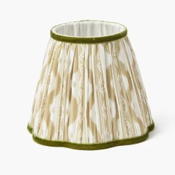 Rattan Ursula Rechargeable Lamp with Putty & Green Ikat Shade (18cm)