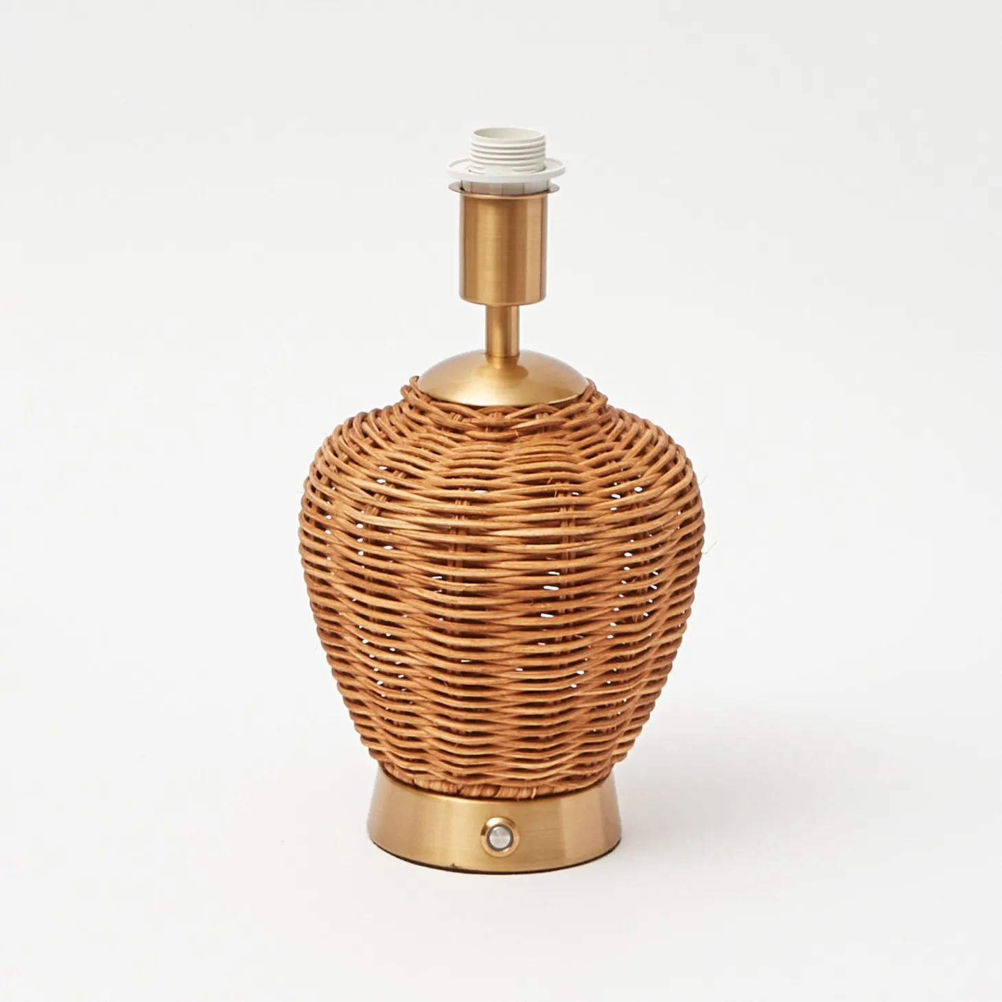 Rattan Ursula Rechargeable Lamp with Cobalt & Red Lotus Shade (18cm)