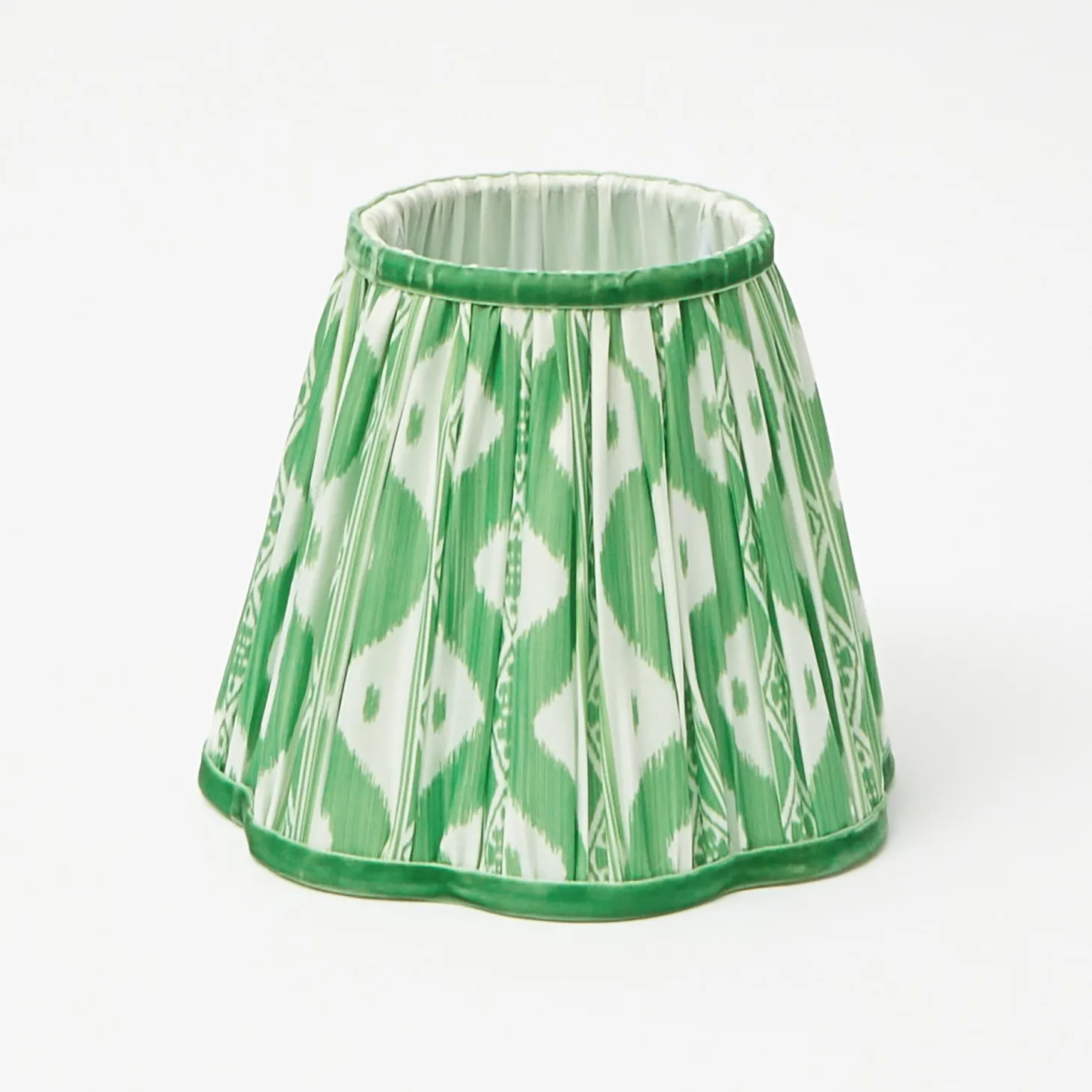 Rattan Ursula Rechargeable Lamp with Green Ikat Shade (18cm)